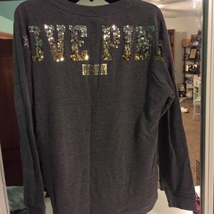 Sequin Grey Pink VS Crew Neck